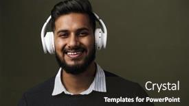  Presentation with wireless - Presentation theme enhanced with close-up-portrait-of-adult background and a tawny brown colored foreground