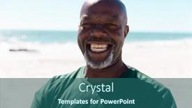  Presentation with retirement - Slide deck consisting of close-up-portrait-of-african background and a ocean colored foreground