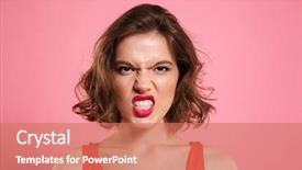  Presentation with angry - Audience pleasing PPT theme consisting of close-up portrait of angry backdrop and a coral colored foreground