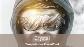  Presentation with snow day - PPT theme consisting of close-up-portrait-of-caucasian background and a coral colored foreground