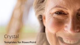  Presentation with happy retirement - Presentation featuring close-up-portrait-of-caucasian and a coral colored foreground