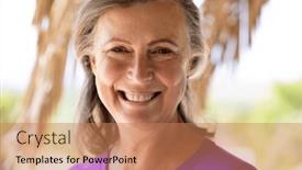  Presentation with happy retirement - Theme enhanced with close-up-portrait-of-caucasian and a coral colored foreground