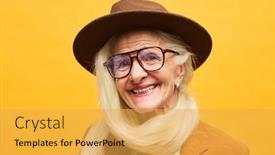  Presentation with bound - Presentation theme with close-up-portrait-of-cheerful background and a yellow colored foreground