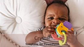  Presentation with black baby - Presentation theme featuring close-up-portrait-of-cute background and a coral colored foreground