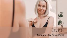  Presentation with peaceful - Presentation design having close-up-portrait-of-cute background and a coral colored foreground