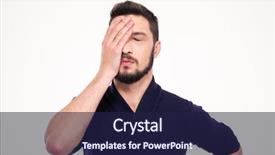  Presentation with stressed - Colorful slide deck enhanced with close up portrait of disappointed backdrop and a navy blue colored foreground