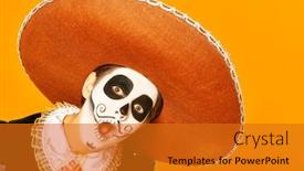  Presentation with sugar skull - Presentation theme having close-up-portrait-of-excited background and a gold colored foreground