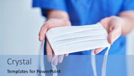  Presentation with mask nurse - Colorful slide set enhanced with close-up-portrait-of-female backdrop and a light blue colored foreground