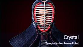  Presentation with philippine martial arts - PPT theme having close-up portrait of kendo background and a wine colored foreground