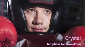  Presentation with boxer - PPT layouts with close-up-portrait-of-smiling background and a  colored foreground