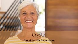  Presentation with assisted living - Presentation consisting of close-up-portrait-of-smiling background and a coral colored foreground