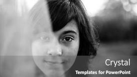  Presentation with old photographs black and white - Amazing PPT layouts having close-up-portrait-of-teen backdrop and a gray colored foreground