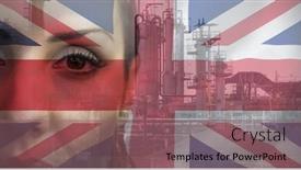  Presentation with factory - Slide set featuring close-up-portrait-of-woman background and a violet colored foreground