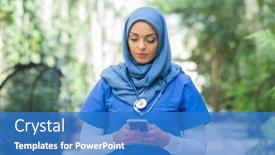  Presentation with nurse care - Presentation theme with close-up-portrait-of-young background and a teal colored foreground