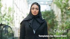  Presentation with hijab - Slide set enhanced with close-up-portrait-of-young background and a wine colored foreground