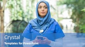  Presentation with nurse care - Presentation theme consisting of close-up-portrait-of-young background and a teal colored foreground