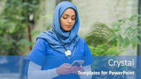  Presentation with nurse care - PPT theme with close-up-portrait-of-young background and a  colored foreground