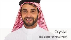  Presentation with muslim - PPT theme enhanced with up portrait of young muslim background and a white colored foreground