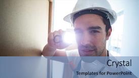  Presentation with pest - Audience pleasing PPT layouts consisting of close-up portrait pest worker backdrop and a light blue colored foreground