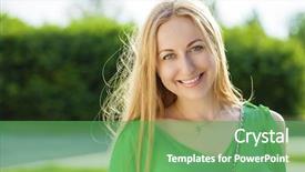  Presentation with weather - Presentation theme having close up portrait young beautiful blonde woman posing outdoors in sunny weather background and a seafoam green colored foreground