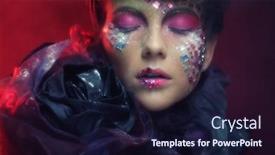  Presentation with fantasy - Amazing theme having close up portrait young woman with bright fantasy make up over red background backdrop and a wine colored foreground