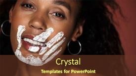  Presentation with hand print - Amazing presentation theme having isolated over red background posing backdrop and a tawny brown colored foreground