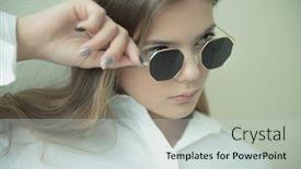  Presentation with young generation - Presentation theme consisting of close-up-portrait background and a soft green colored foreground