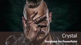  Presentation with punk - PPT theme with close-up-portrait background and a tawny brown colored foreground