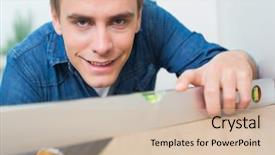  Presentation with spirit - Theme enhanced with a young handyman using background and a soft green colored foreground