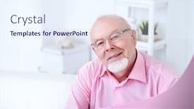  Presentation with elderly home - Amazing slide set having close-up-portrait backdrop and a sky blue colored foreground