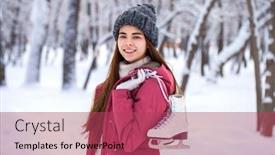  Presentation with winter skates - Cool new slides with close-up-portrait backdrop and a red colored foreground