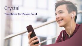  Presentation with social networks - Cool new presentation with close-up-portrait backdrop and a sky blue colored foreground