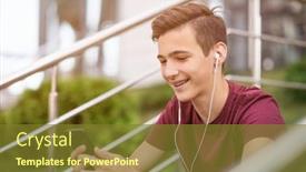  Presentation with social networks - PPT theme featuring close-up-portrait background and a tawny brown colored foreground