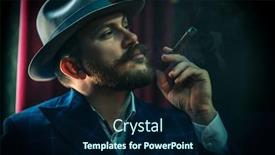  Presentation with cigar - Colorful theme enhanced with close-up-portrait backdrop and a navy blue colored foreground