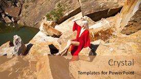  Presentation with beautiful young girl red - Amazing PPT theme having close-up-portrait backdrop and a coral colored foreground