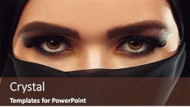  Presentation with beauty cosmetics - Presentation design having close-up-portrait background and a tawny brown colored foreground