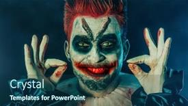 Presentation with clown - Presentation design enhanced with close-up-portrait background and a ocean colored foreground