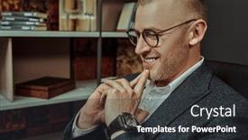  Presentation with rich - Cool new PPT layouts with close-up-portrait backdrop and a dark gray colored foreground