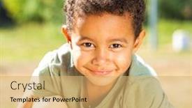  Presentation with christening for boy - Slide deck consisting of close-up-portrait background and a yellow colored foreground