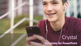  Presentation with social networks - Presentation theme with close-up-portrait background and a tawny brown colored foreground