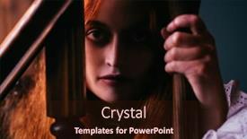  Presentation with railing - PPT theme featuring close-up-portrait background and a wine colored foreground