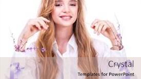  Presentation with gentle - Beautiful theme featuring close-up-portrait backdrop and a coral colored foreground