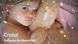  Presentation with falling snow - Slides enhanced with close up portrait of a girl with stuffed toy against snow falling background and a coral colored foreground