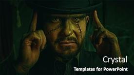  Presentation with top hat - Slide deck having close-up-portrait background and a black colored foreground