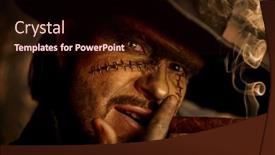  Presentation with horror evil - PPT theme enhanced with close-up-portrait background and a  colored foreground