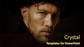  Presentation with black man - Presentation theme having close-up-portrait background and a wine colored foreground