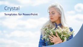  Presentation with chamomile - Theme featuring close-up-portrait background and a sky blue colored foreground