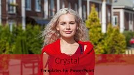  Presentation with beautiful young girl red - Presentation theme enhanced with close-up-portrait background and a crimson colored foreground