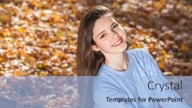  Presentation with autumn blue - PPT layouts featuring close-up-portrait background and a light blue colored foreground