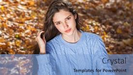  Presentation with autumn blue - Presentation design featuring close-up-portrait background and a light blue colored foreground